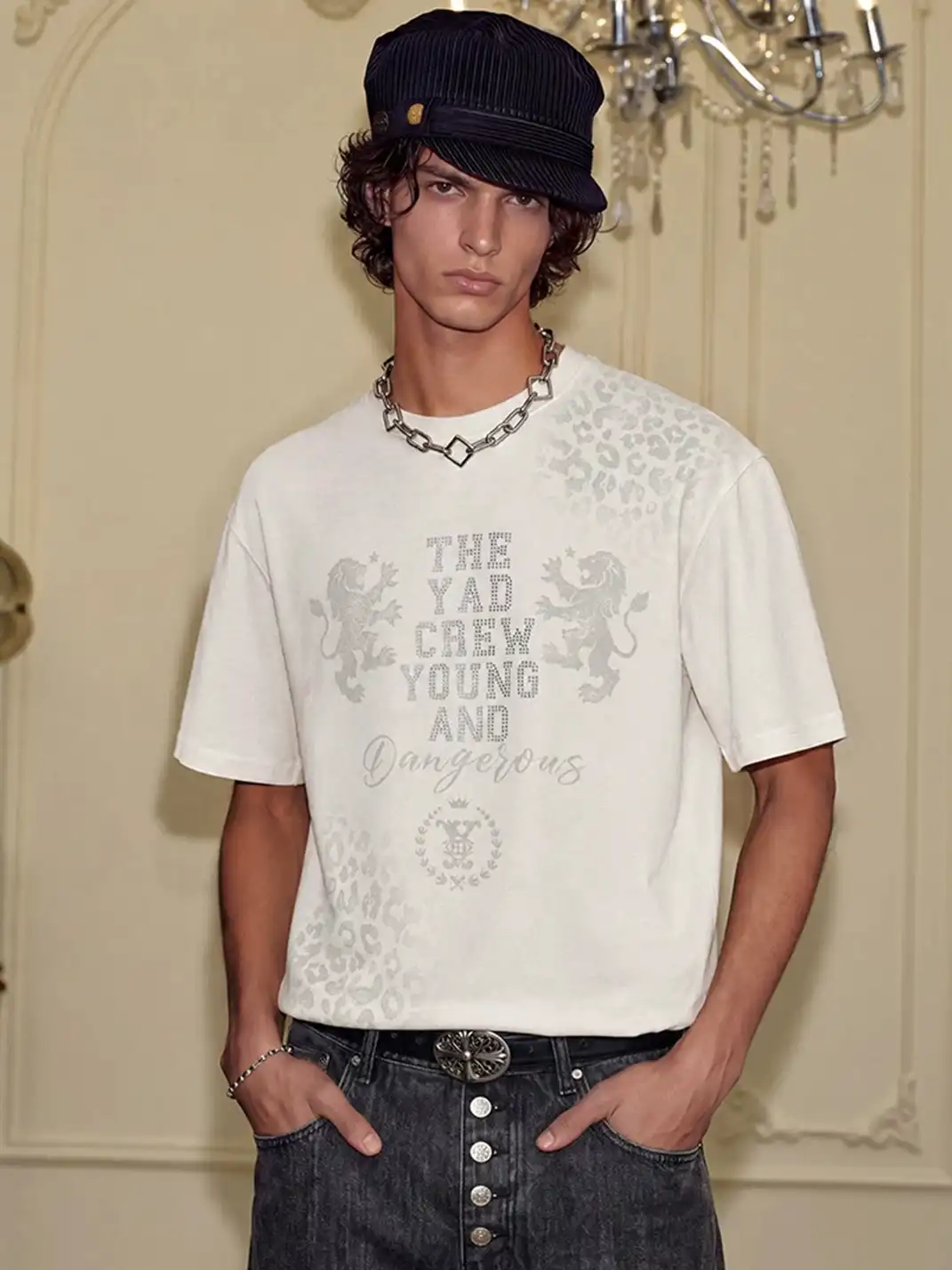 YADcrew | Leopard Print Rhinestone Graphic T-Shirt
