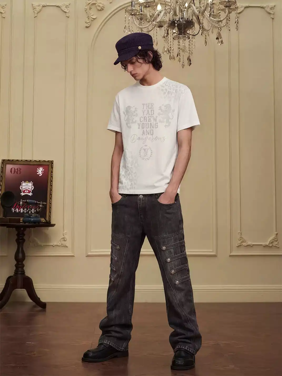 YADcrew | Leopard Print Rhinestone Graphic T-Shirt
