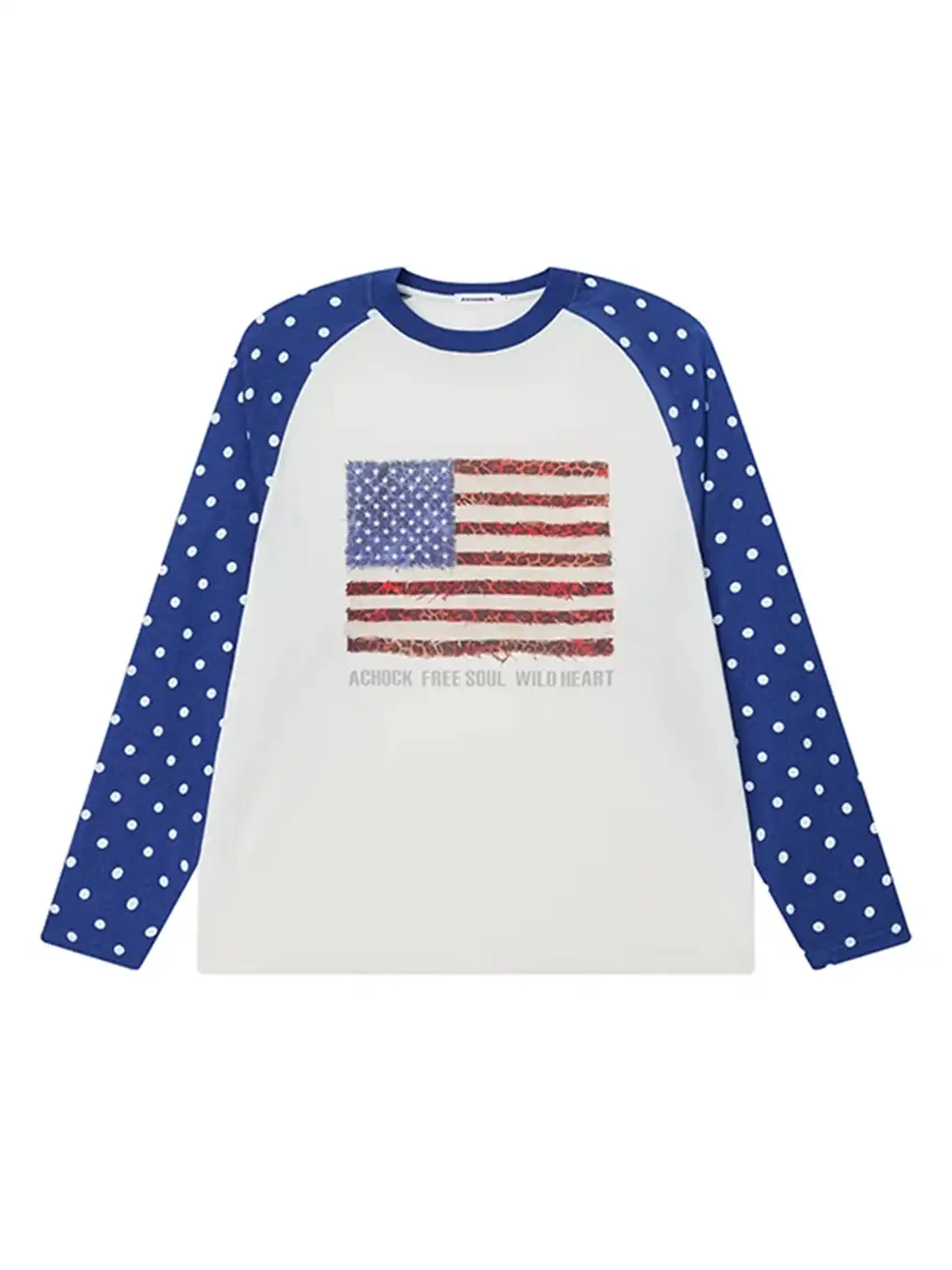 Achock | Vintage Flag Print Polka Dot T-Shirt