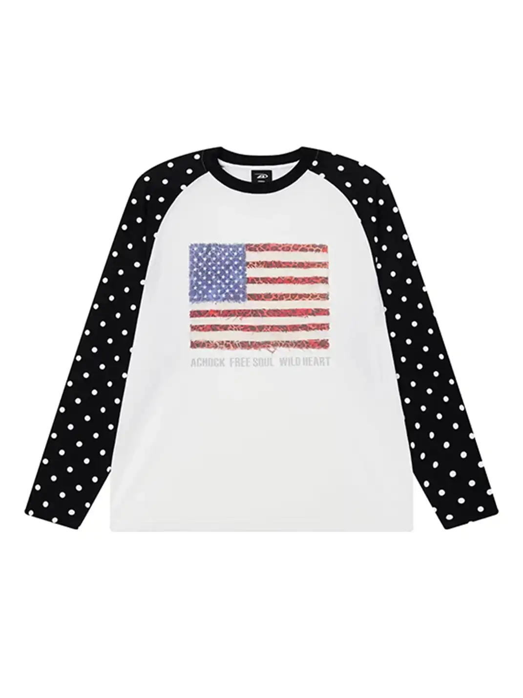 Achock | Vintage Flag Print Polka Dot T-Shirt