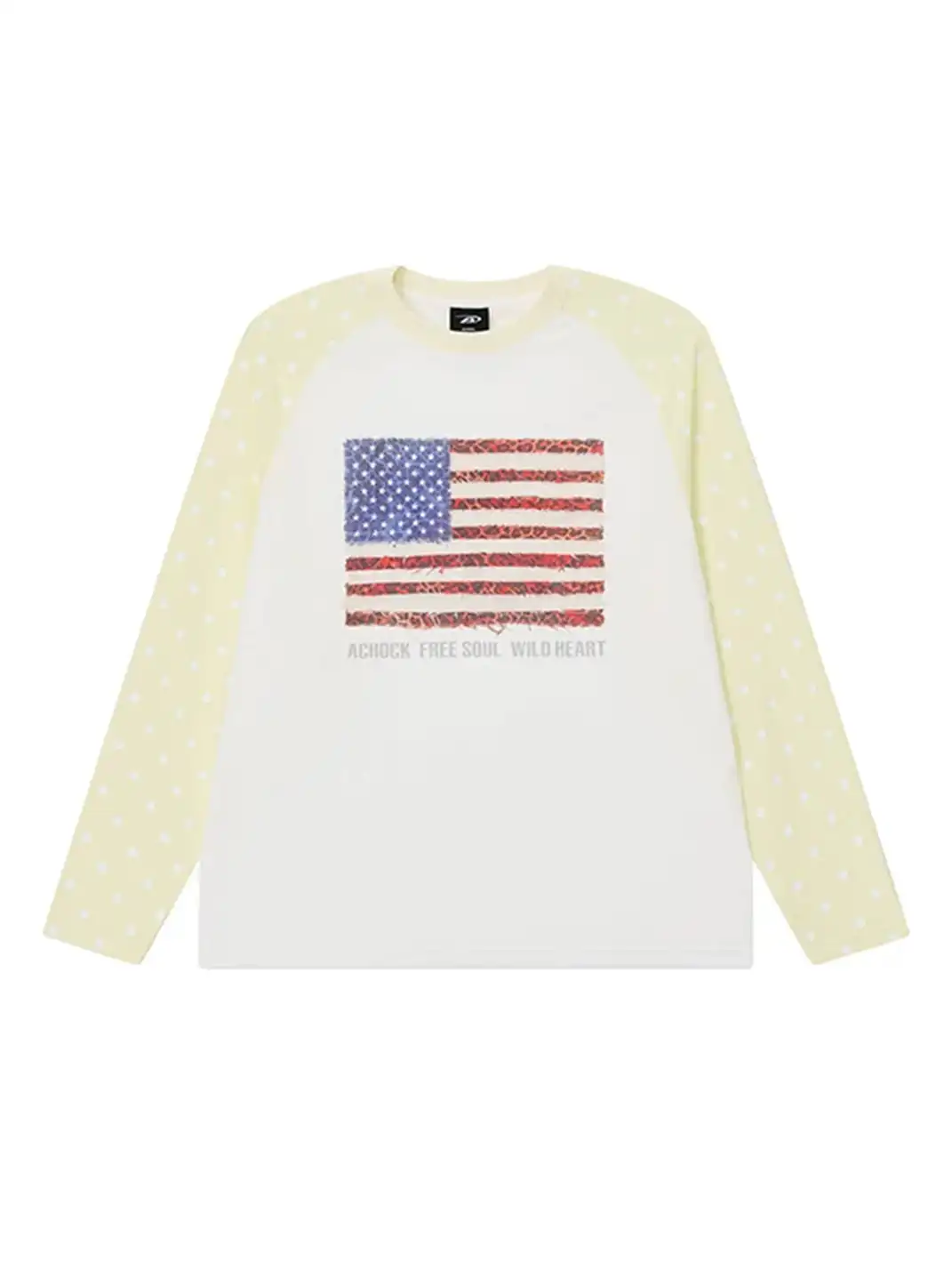 Achock | Vintage Flag Print Polka Dot T-Shirt