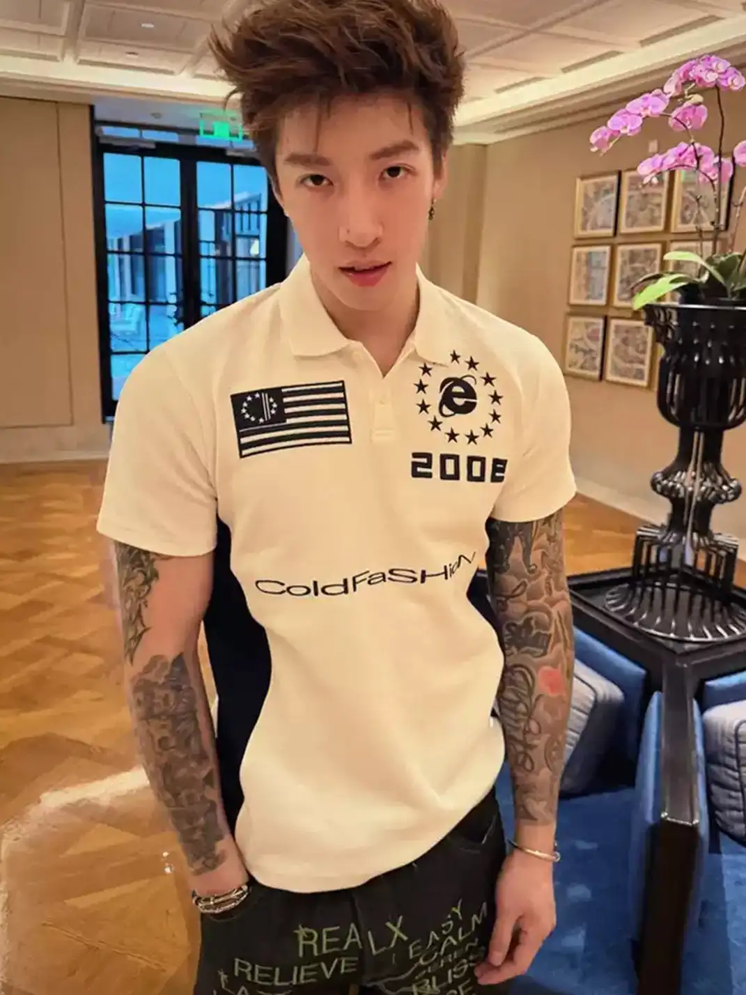 ColdAsia | Flag "200e" Embroidery Polo Shirt