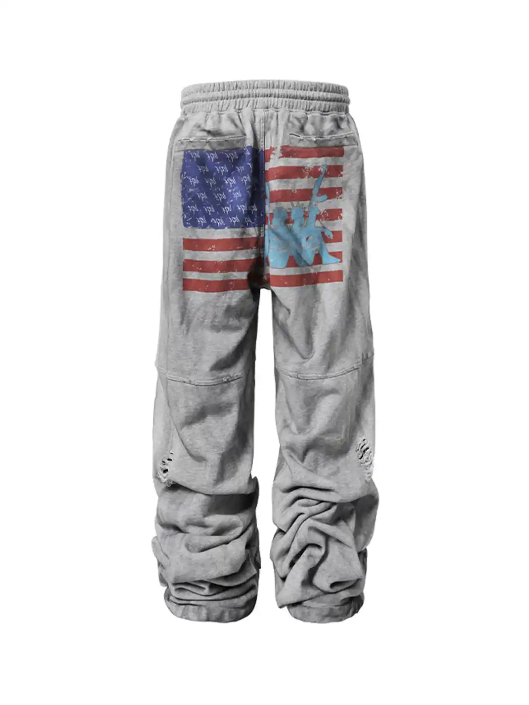 KARMANISTIC | Straight Leg Ripped Embroidery Vintage Casual Sweatpants