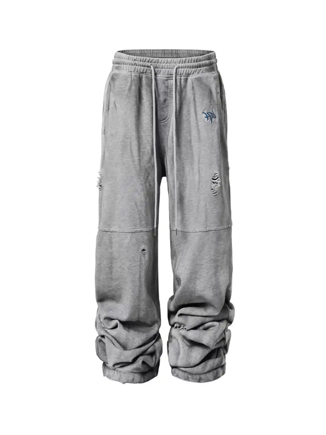 KARMANISTIC | Straight Leg Ripped Embroidery Vintage Casual Sweatpants