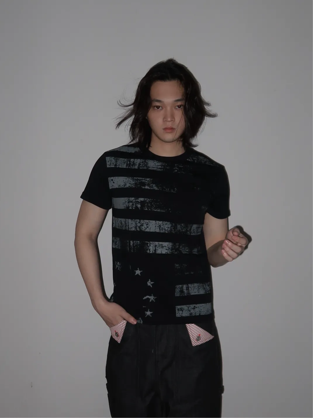 URRRGE | Distressed Faded Stars and Stripes Print T-Shirt