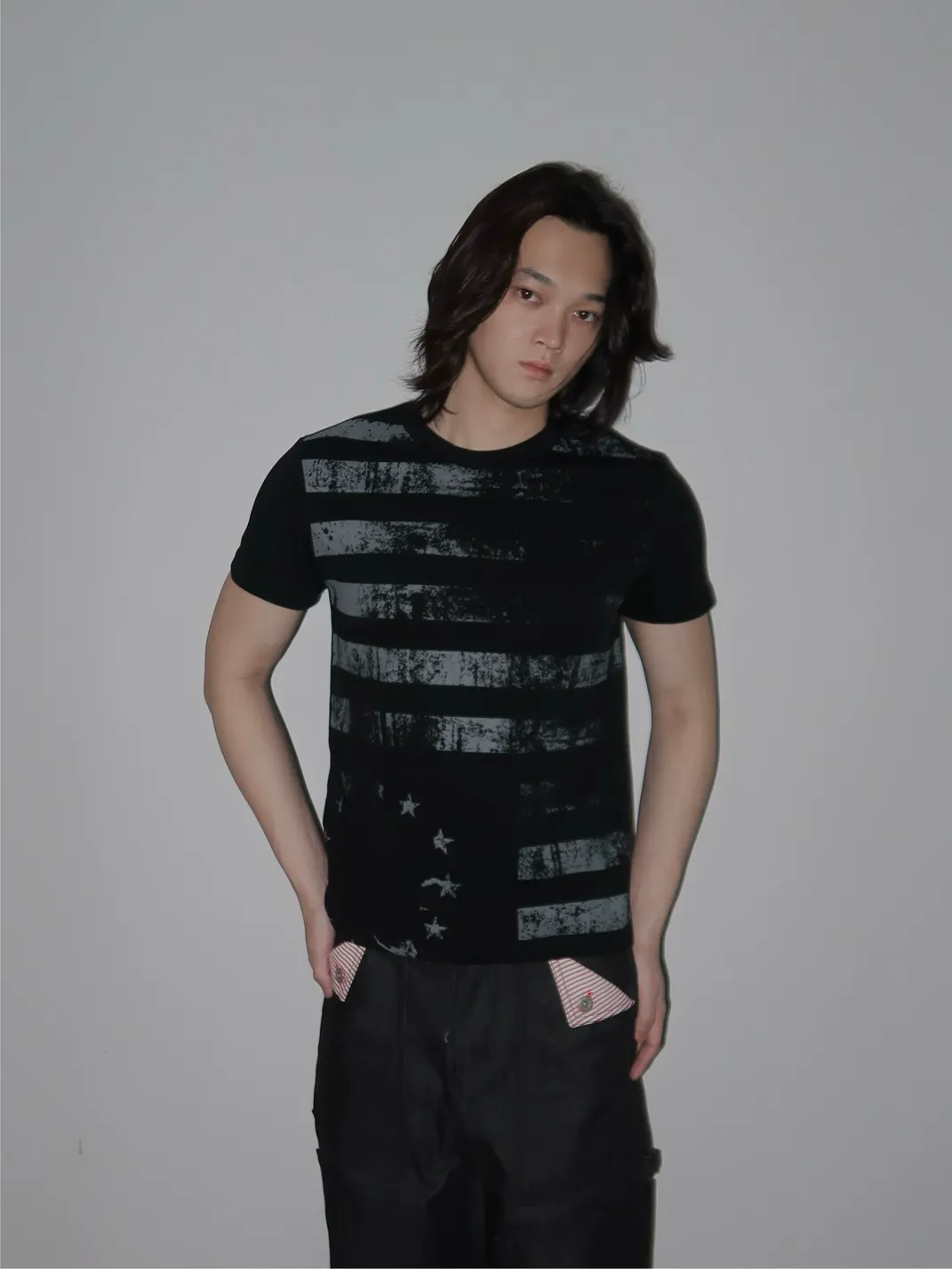 URRRGE | Distressed Faded Stars and Stripes Print T-Shirt