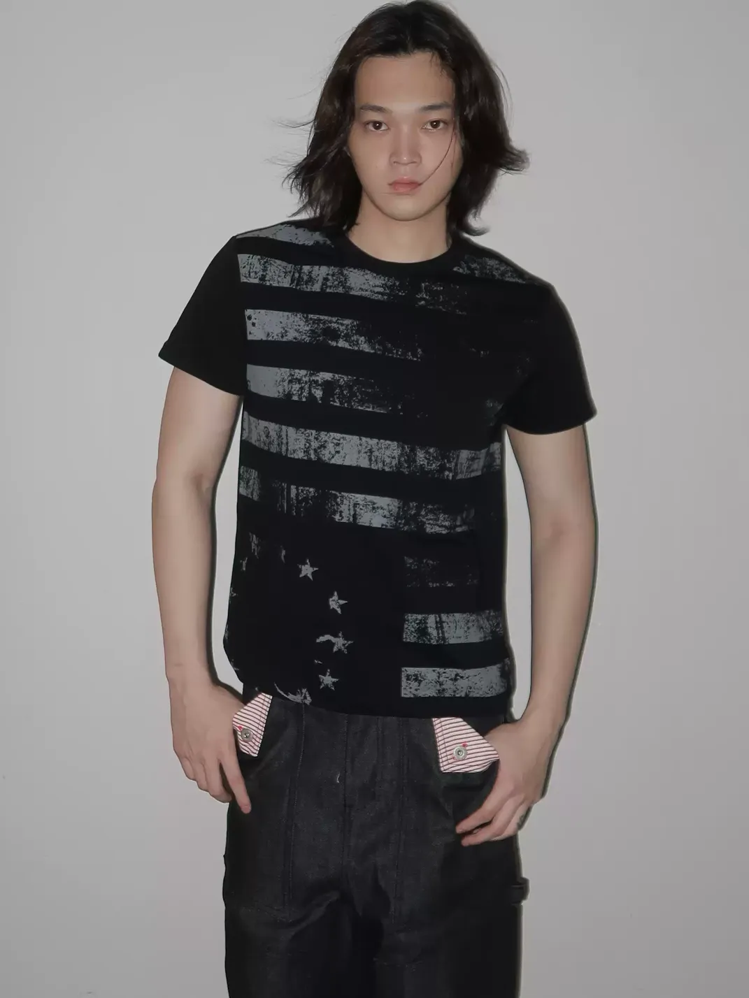 URRRGE | Distressed Faded Stars and Stripes Print T-Shirt