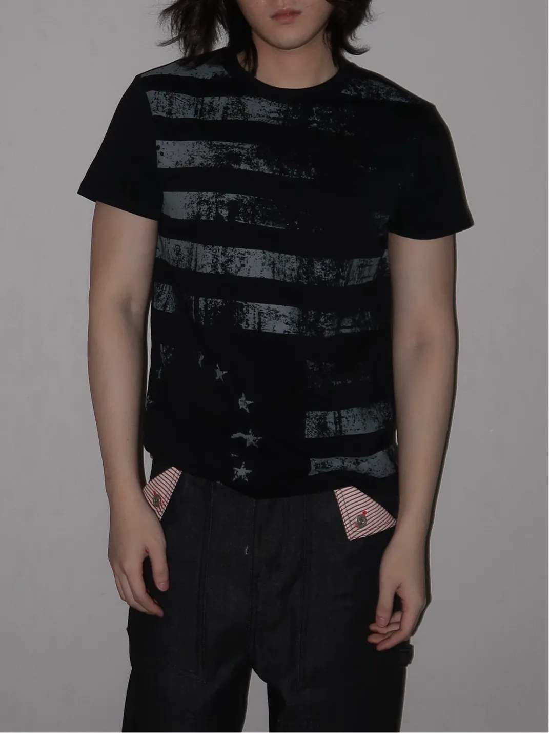 URRRGE | Distressed Faded Stars and Stripes Print T-Shirt