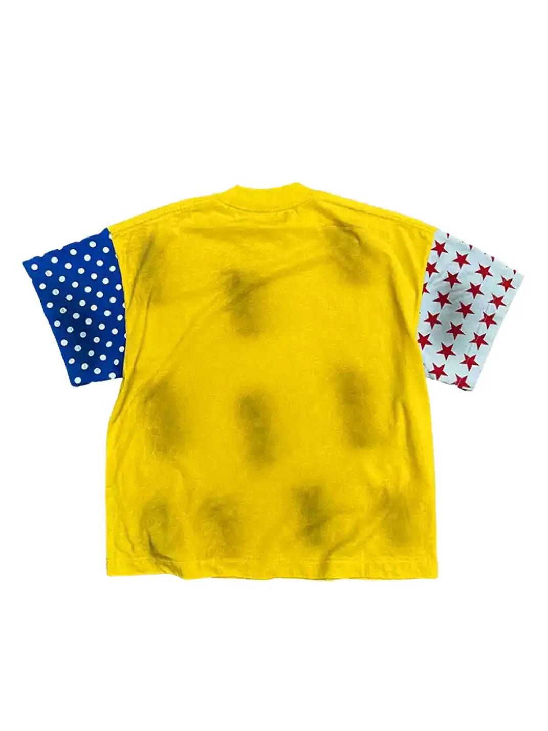 SOS | Distressed Ink-Splatter Star Polka Dot Patchwork T-Shirt