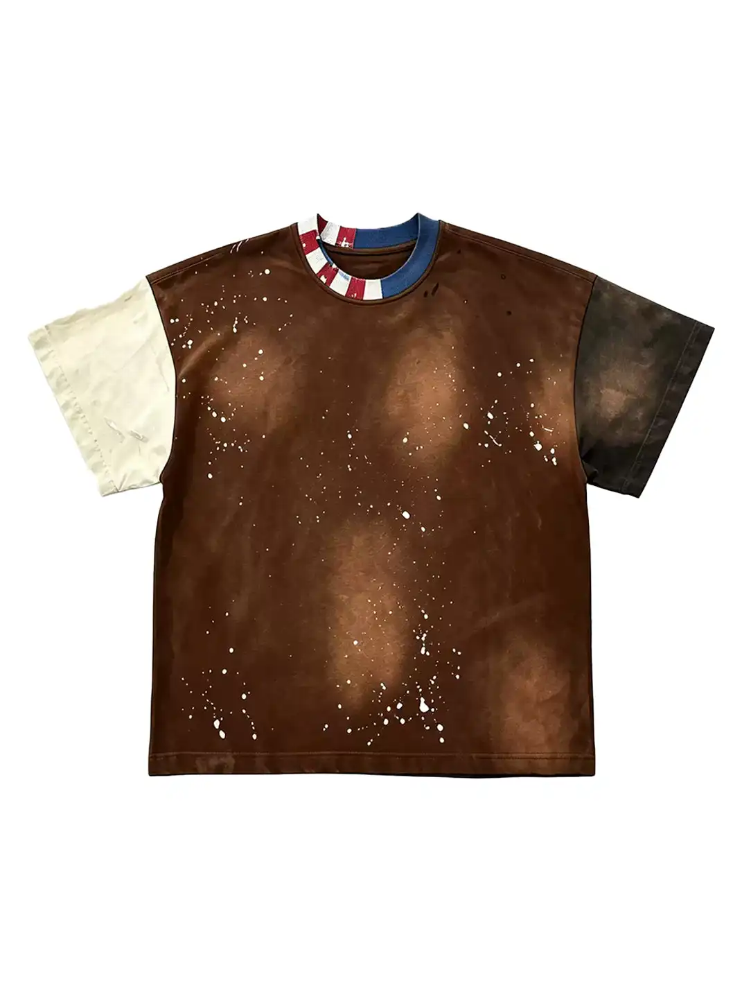 SOS | Distressed Washed Patchwork Ink Splash T-Shirt