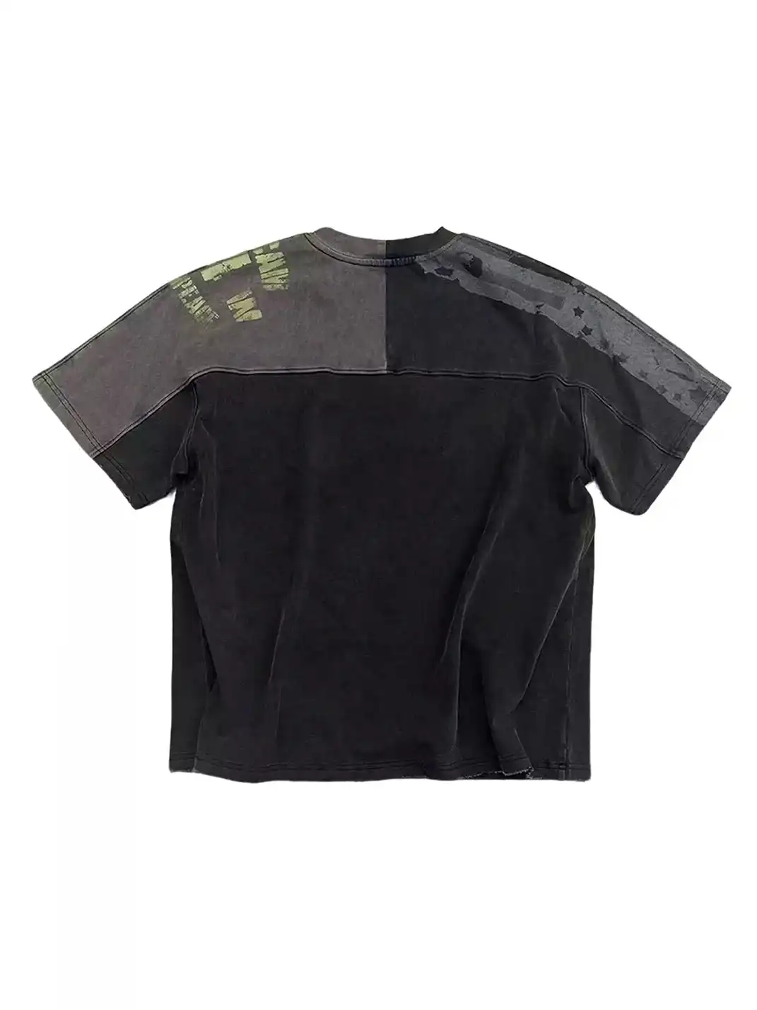 LuuuCam | Symmetrical Patchwork Appliqué Distressed T-Shirt