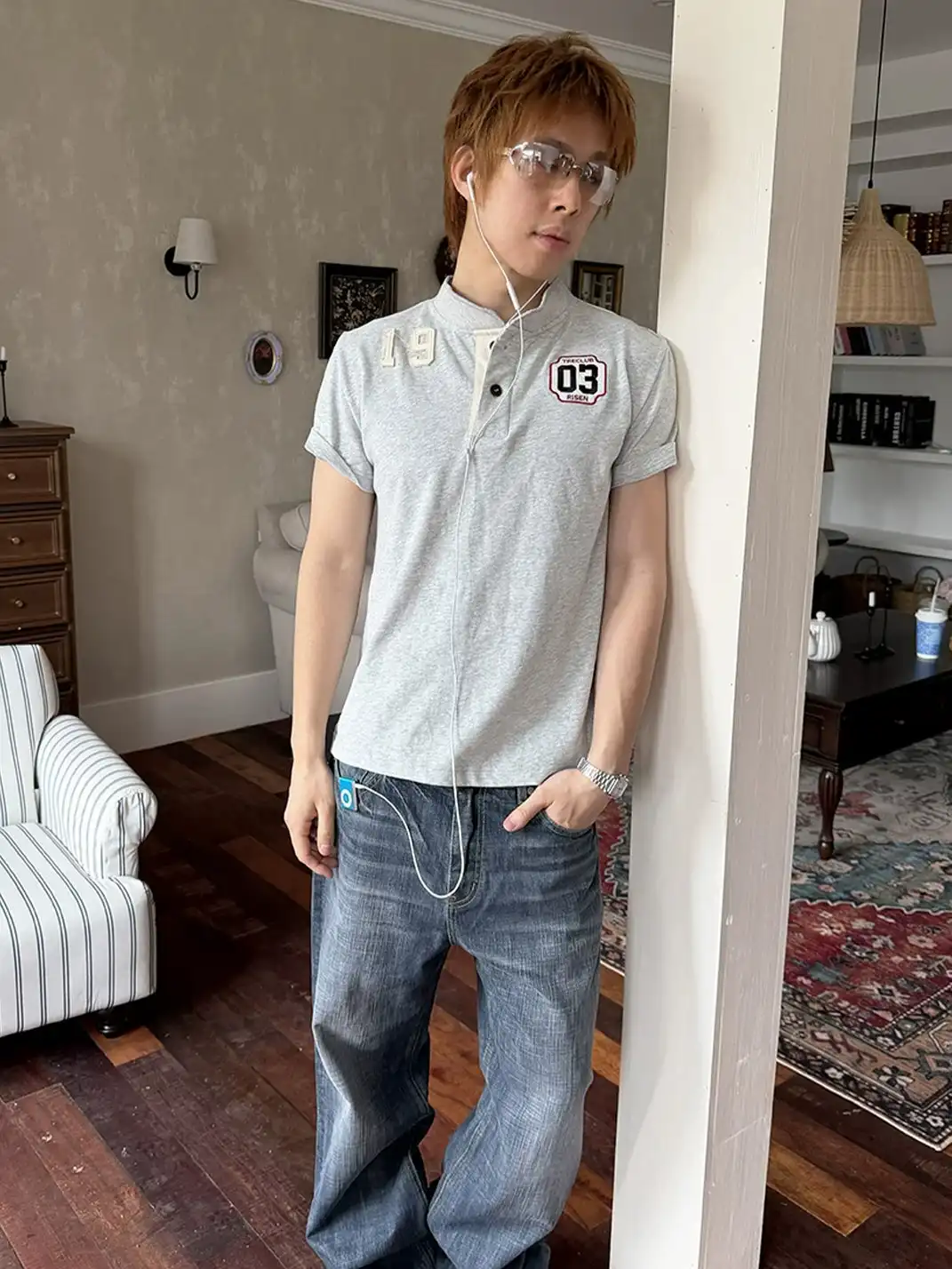 TREclub | Stars and Stripes Stand Collar Polo Shirt