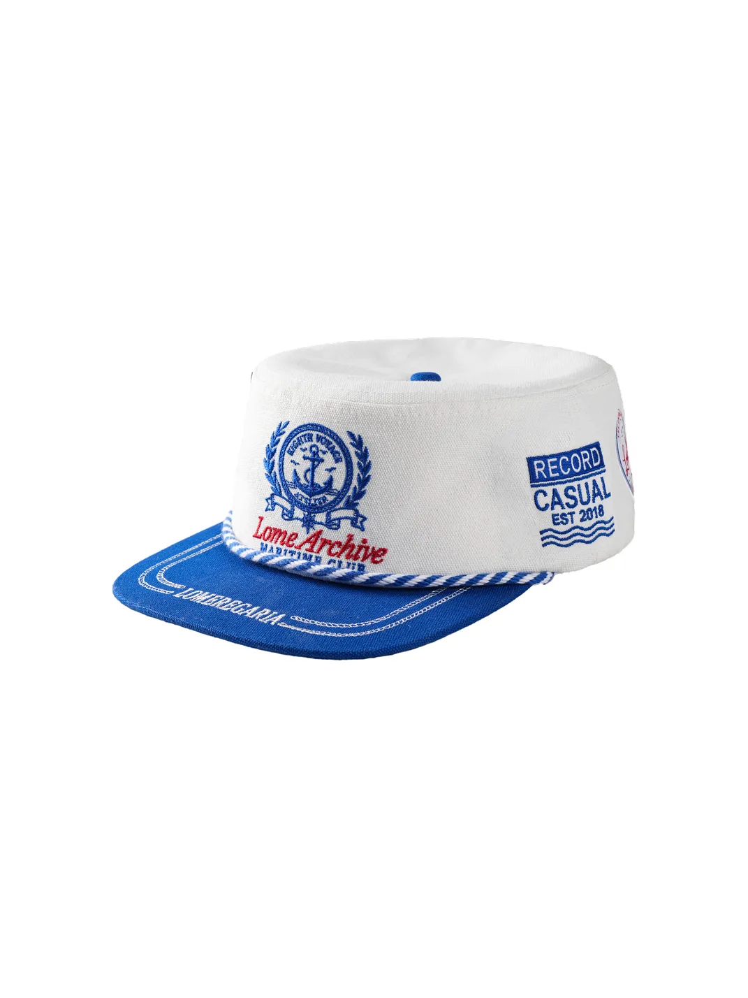 8LOME | Navy Anchor Embroidery Two-Tone Short Brim Work Cap