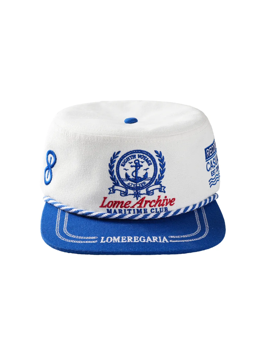 8LOME | Navy Anchor Embroidery Two-Tone Short Brim Work Cap