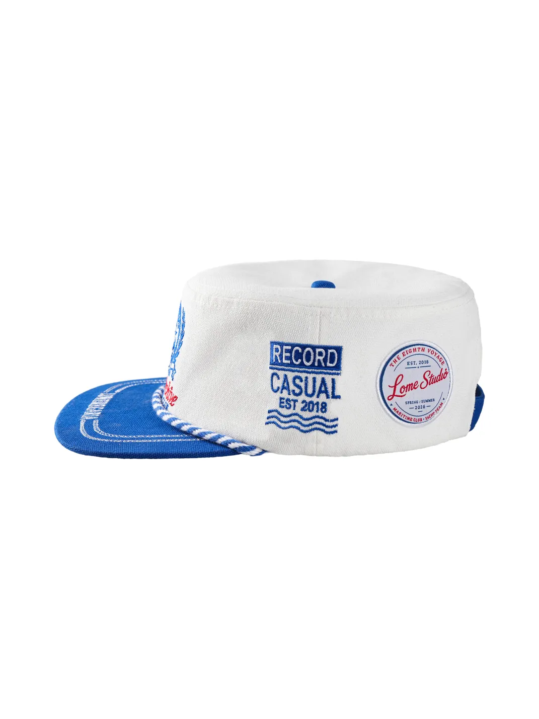 8LOME | Navy Anchor Embroidery Two-Tone Short Brim Work Cap