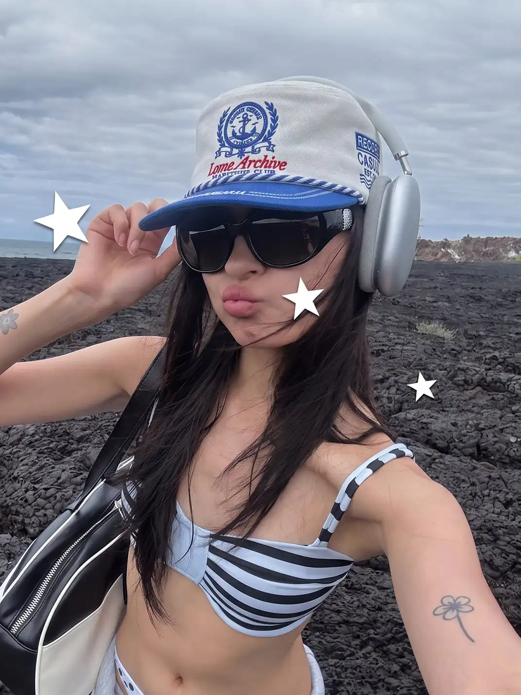 8LOME | Navy Anchor Embroidery Two-Tone Short Brim Work Cap