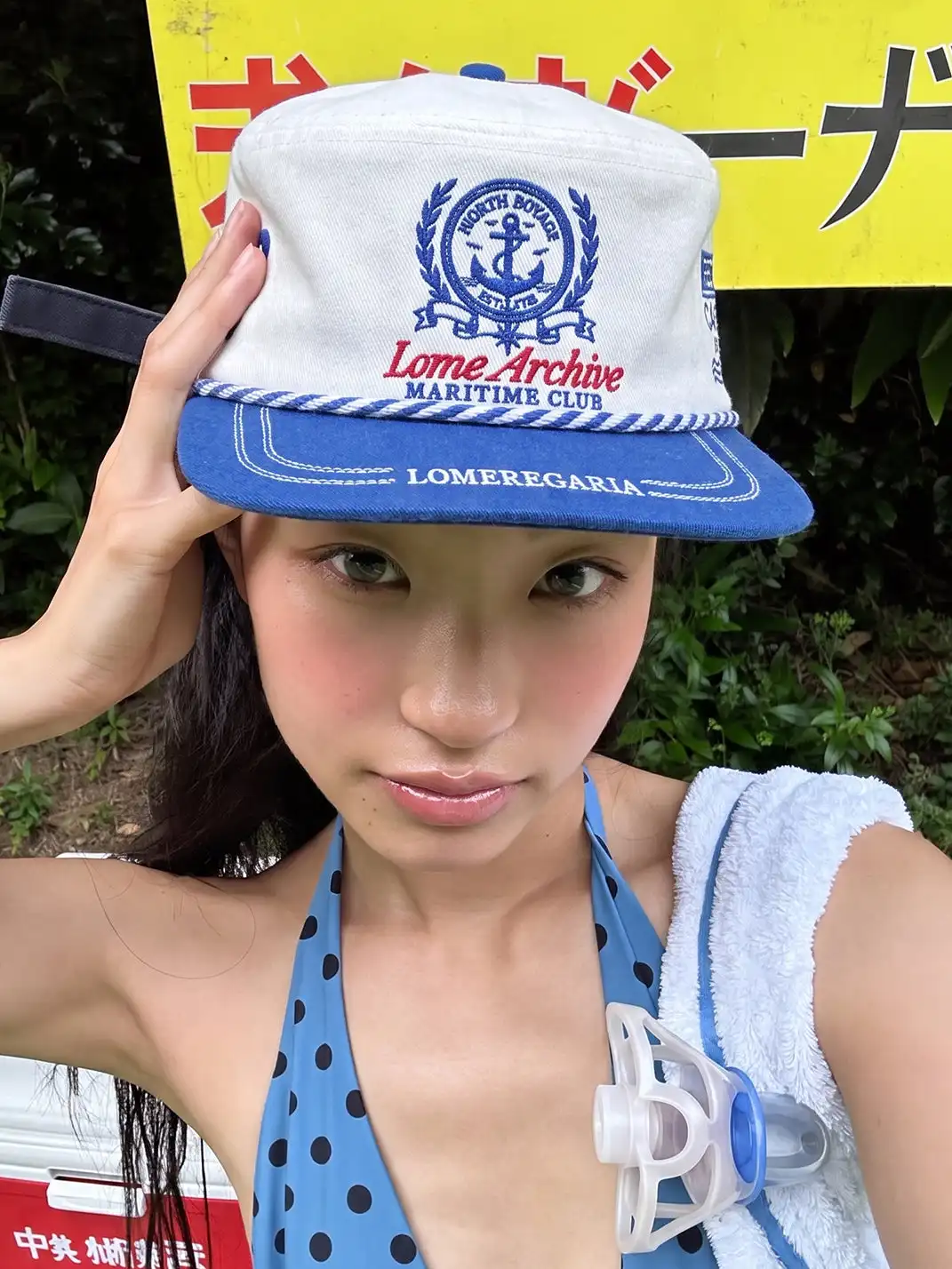 8LOME | Navy Anchor Embroidery Two-Tone Short Brim Work Cap