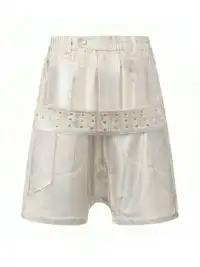 Disark | Hot Stamped Rivet Strap Shorts-White
