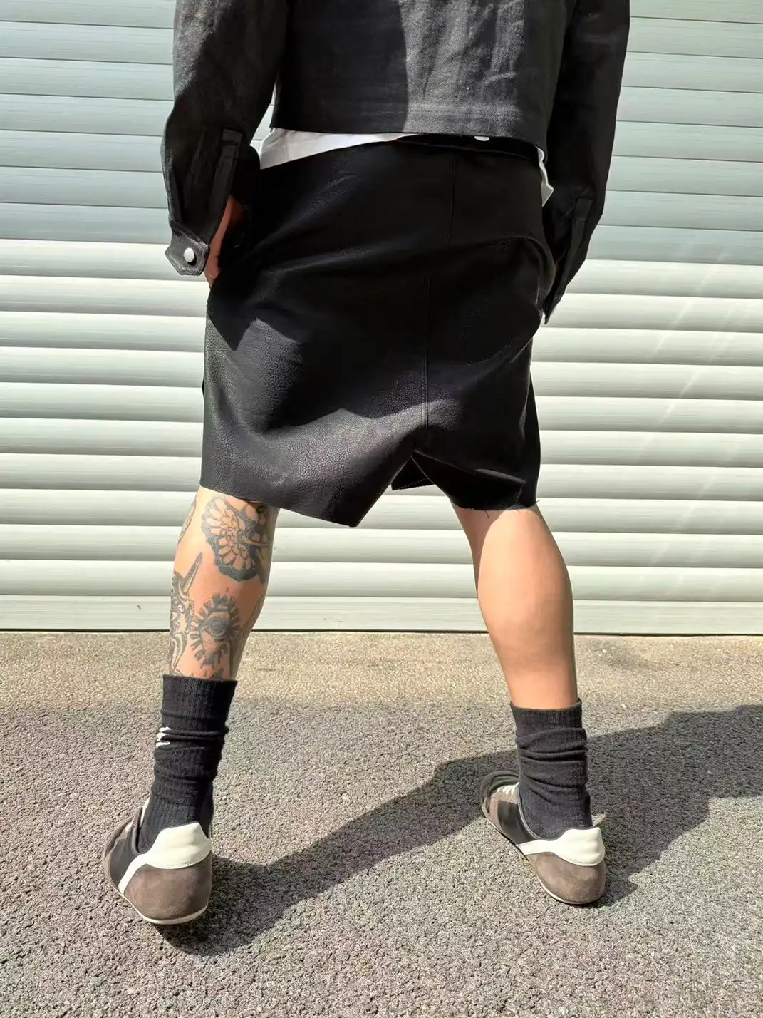 Disark | Matte Faux Cowhide Five-pointed Star Cut Shorts