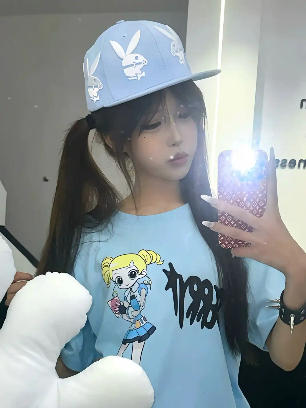 N1AGRAB | Rabbit Embroidered Flat Brim Cap
