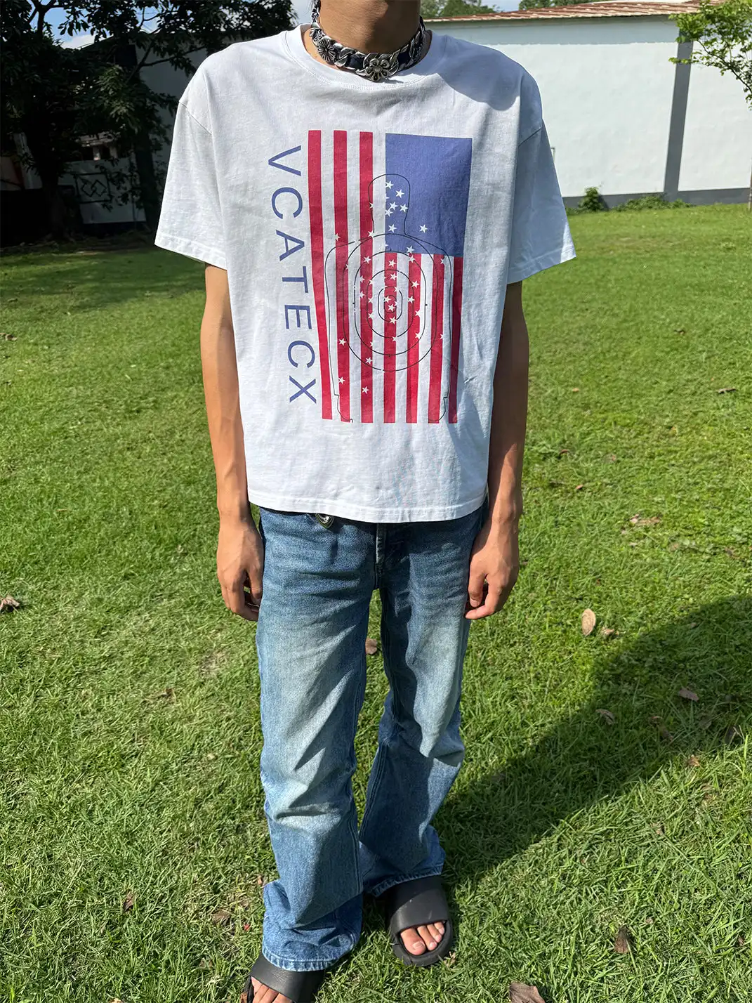 Vcatecx | Flag Washed Print T-Shirt