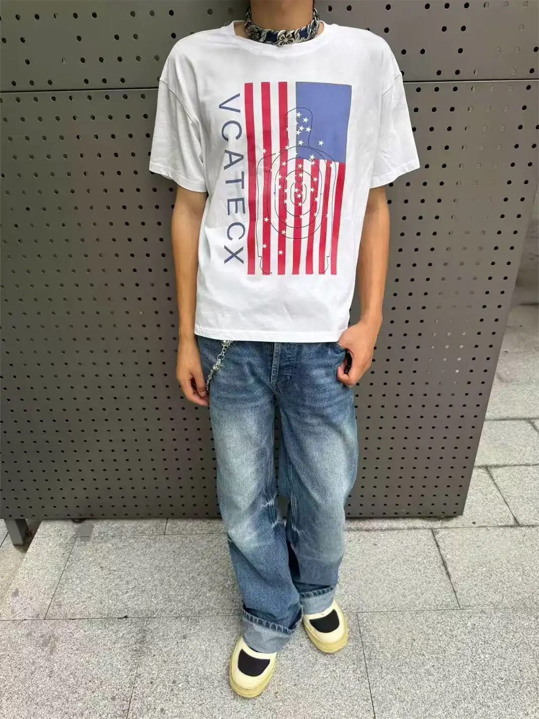 Vcatecx | Flag Washed Print T-Shirt