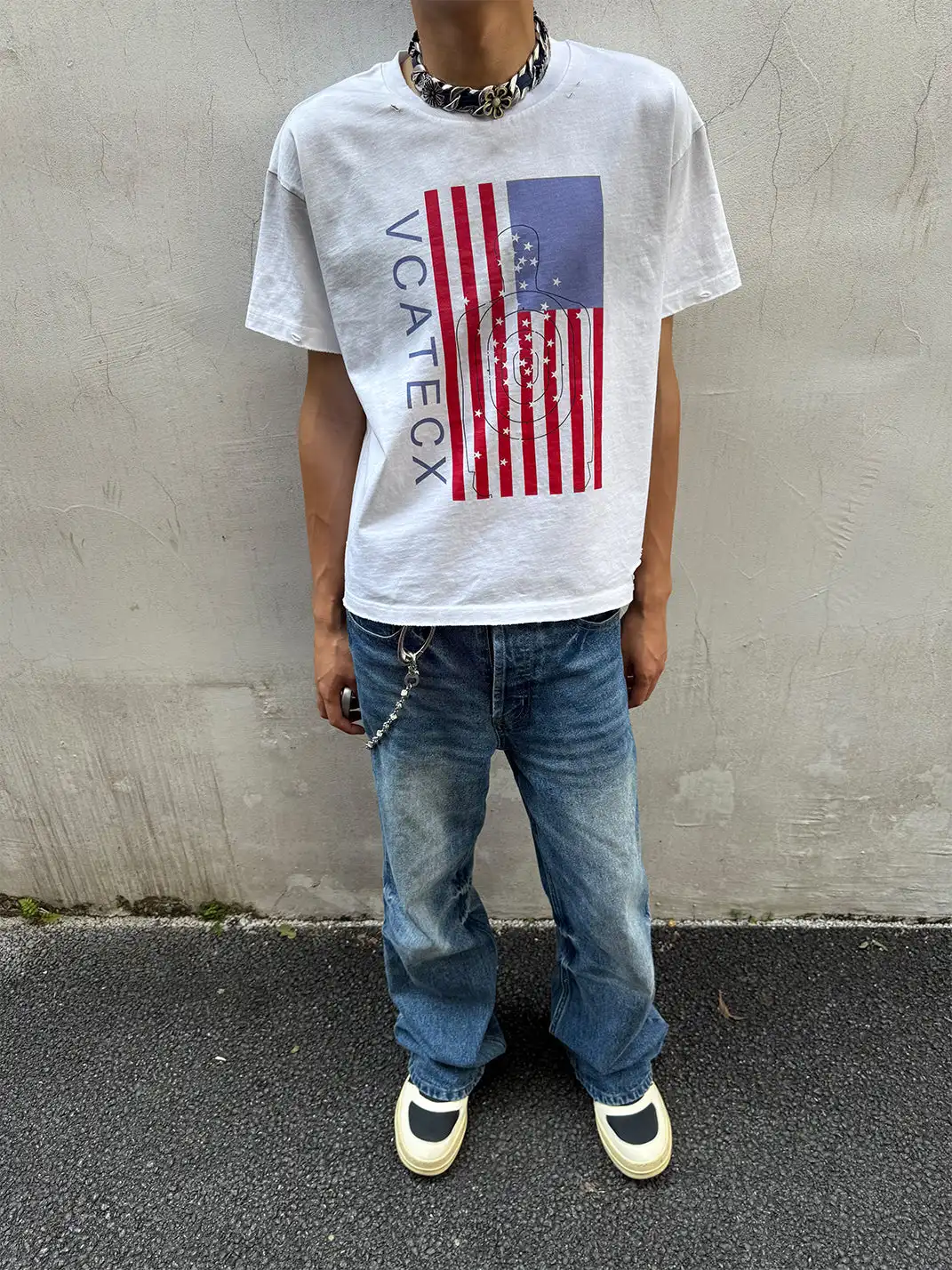 Vcatecx | Flag Washed Print T-Shirt