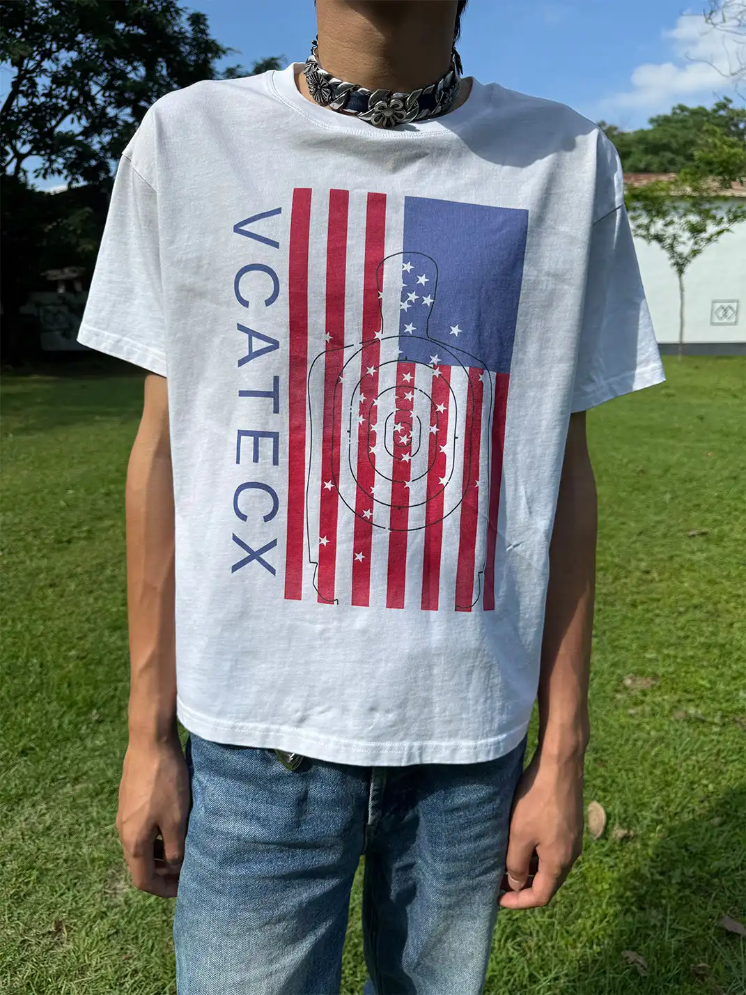 Vcatecx | Flag Washed Print T-Shirt