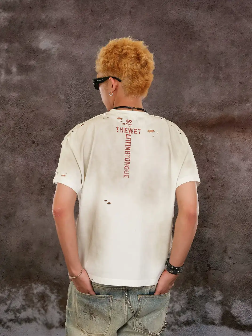 THEWET | Mud Dye Distressed Flag Print T-Shirt