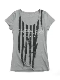 NumbAsia | Distressed Stars and Stripes U-Neck Short Sleeve T-Shirt