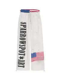 MARCH | Distressed Letter Print Double Waistband Sweatpants