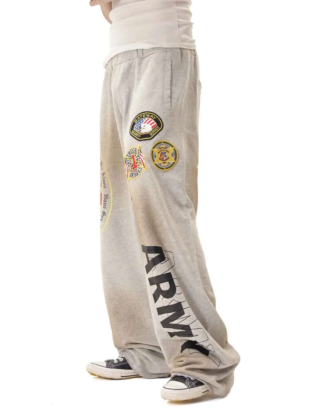 99CLUB | Mud Dye Distressed Embroidered Sweatpants