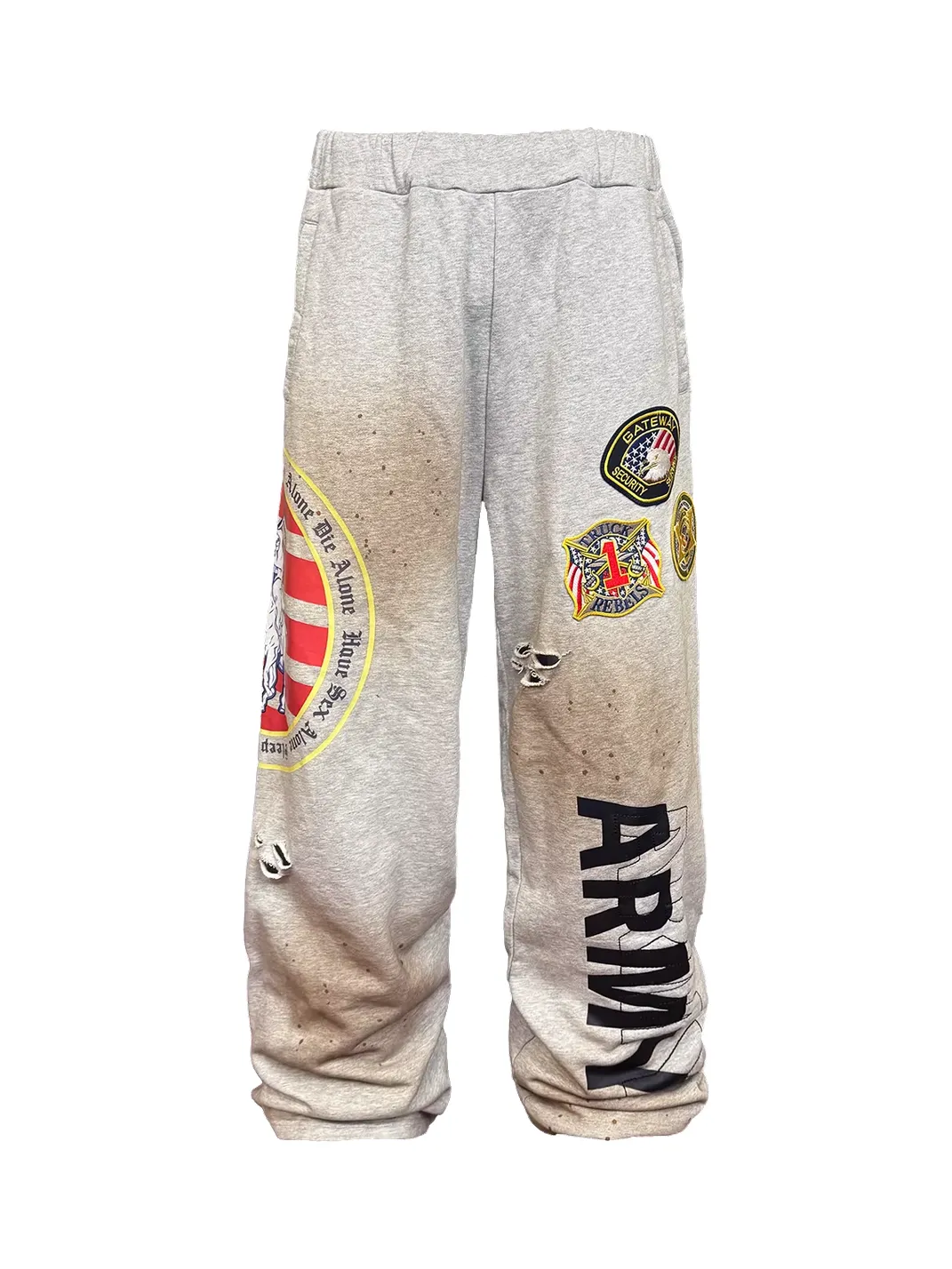 99CLUB | Mud Dye Distressed Embroidered Sweatpants