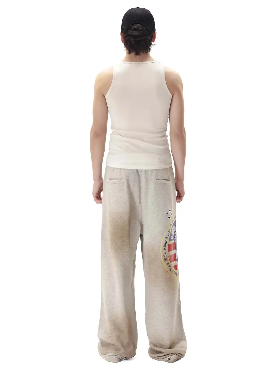 99CLUB | Mud Dye Distressed Embroidered Sweatpants