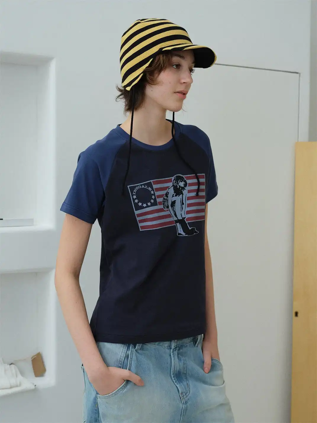 INS GALE | Colorblock Raglan Short Sleeve T-Shirt