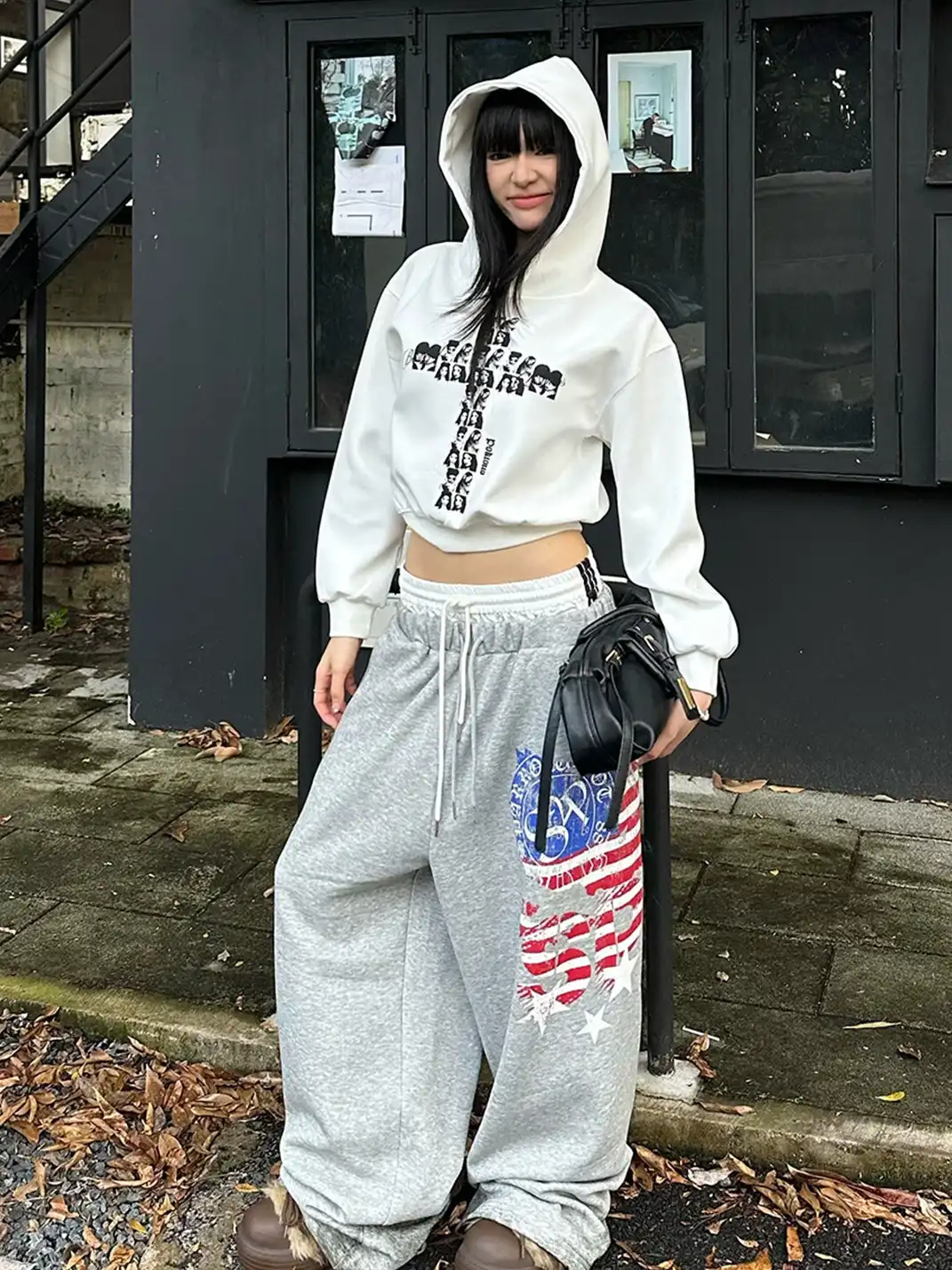 CGGA | Printed Double Waist Drawstring Wide Leg Sweatpants