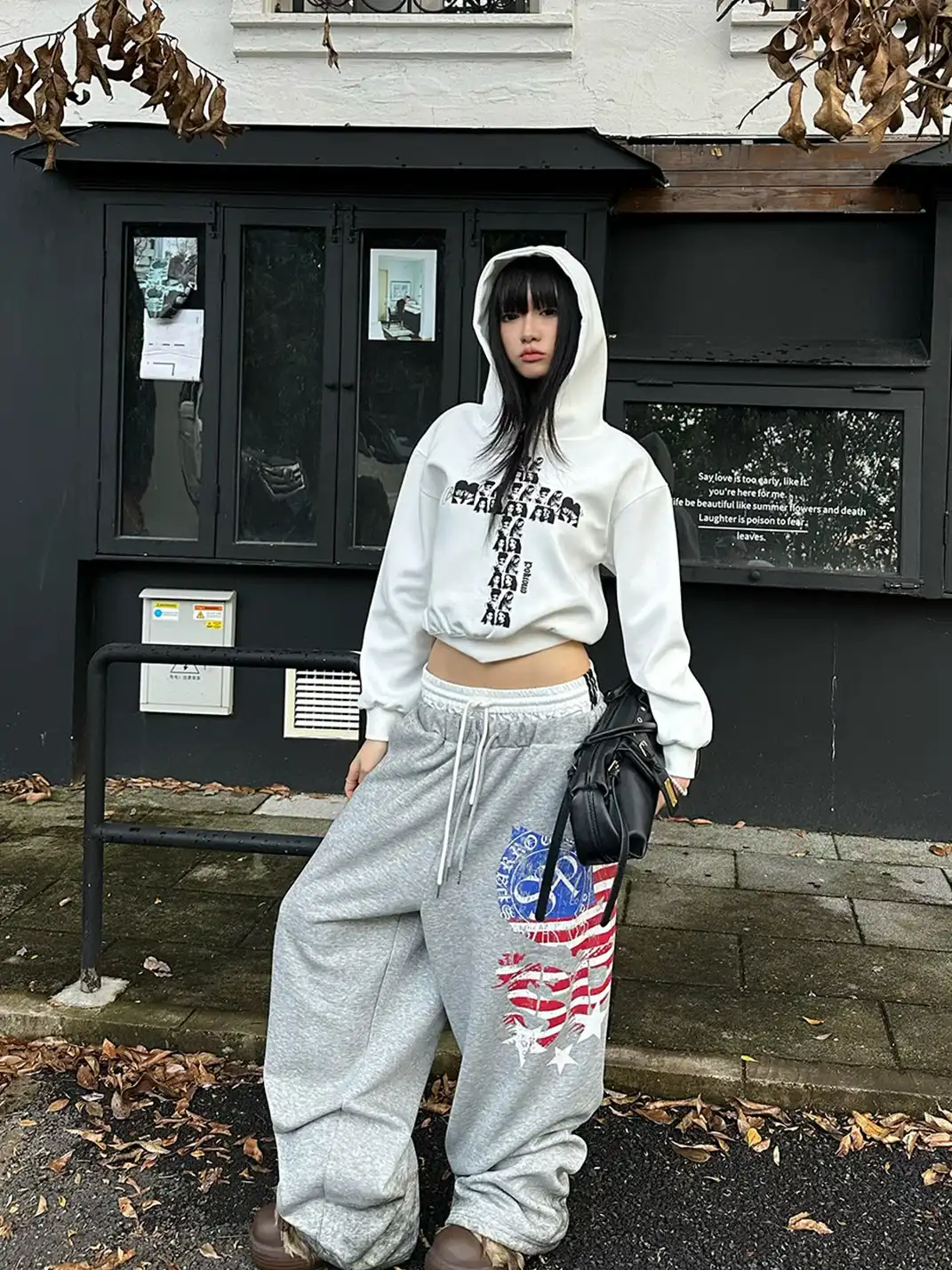 CGGA | Printed Double Waist Drawstring Wide Leg Sweatpants