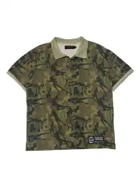 RIOTUNIONS | Camouflage Print Distressed Double-Layer Polo Shirt