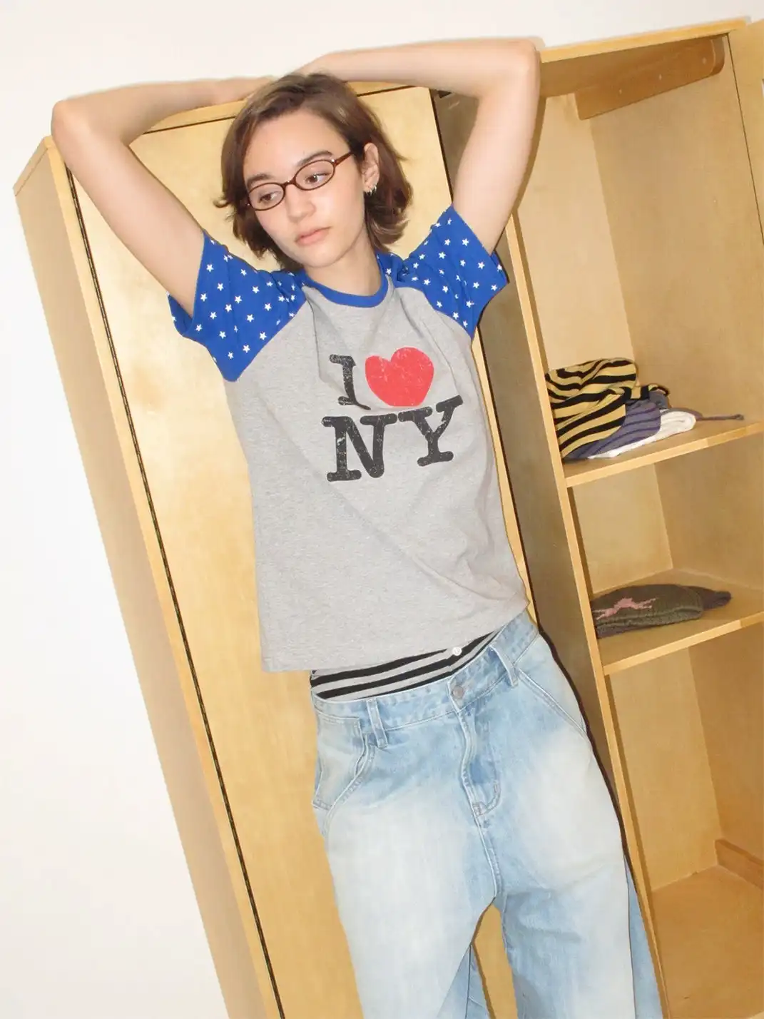 INS GALE | Star Color Contrast I LOVE NY T-Shirt
