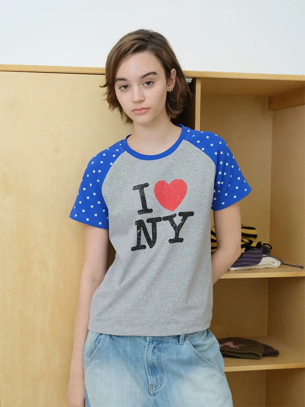 INS GALE | Star Color Contrast I LOVE NY T-Shirt