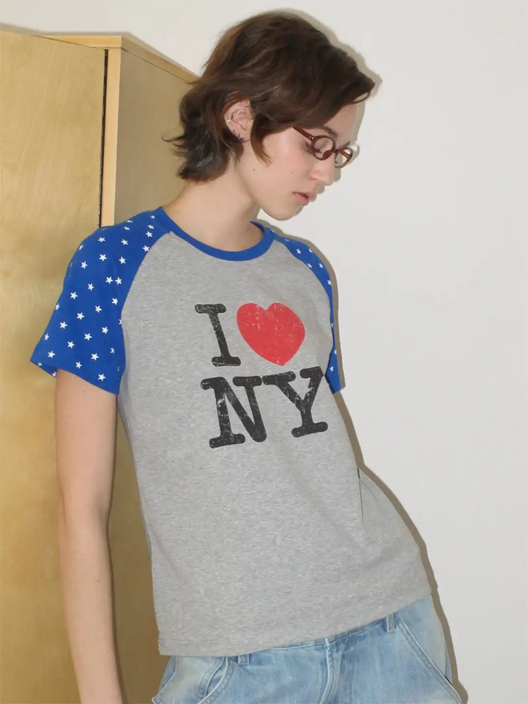 INS GALE | Star Color Contrast I LOVE NY T-Shirt