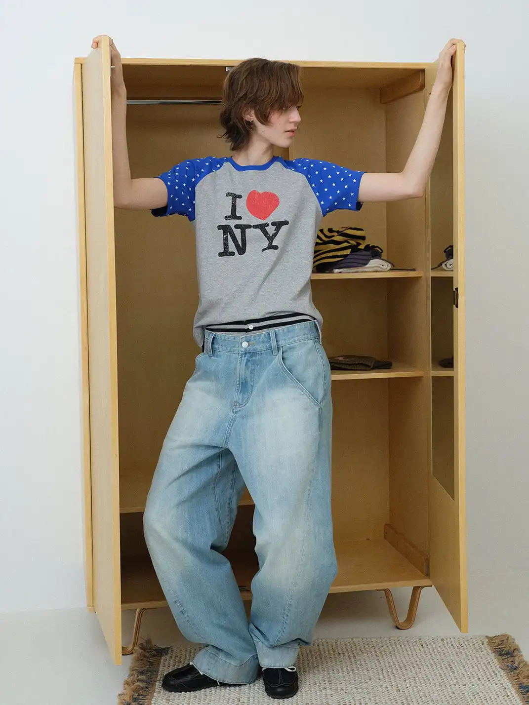 INS GALE | Star Color Contrast I LOVE NY T-Shirt