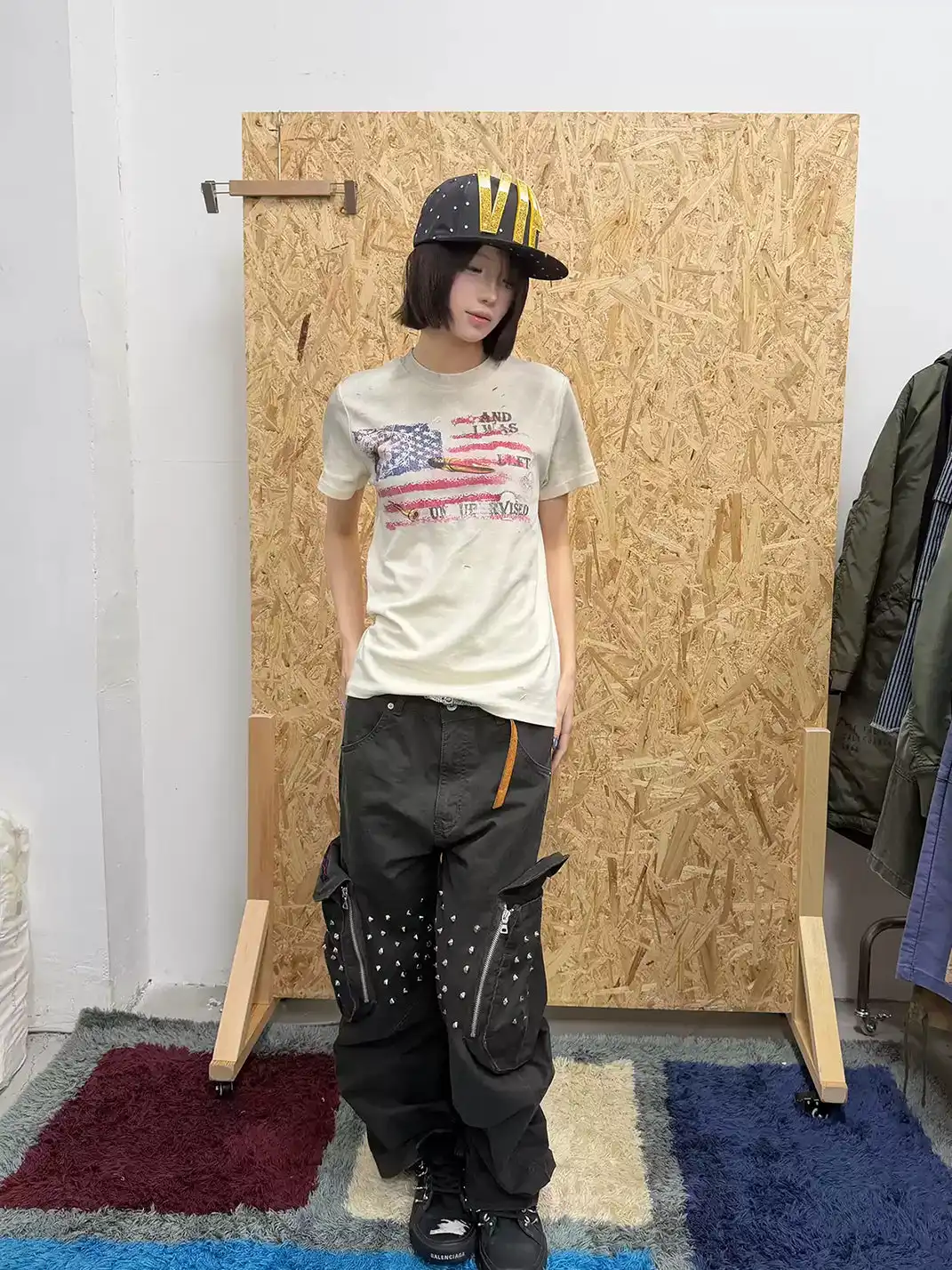 WASE | Spray Dirty Vintage Distressed Bullet Hole Flag Print T-Shirt
