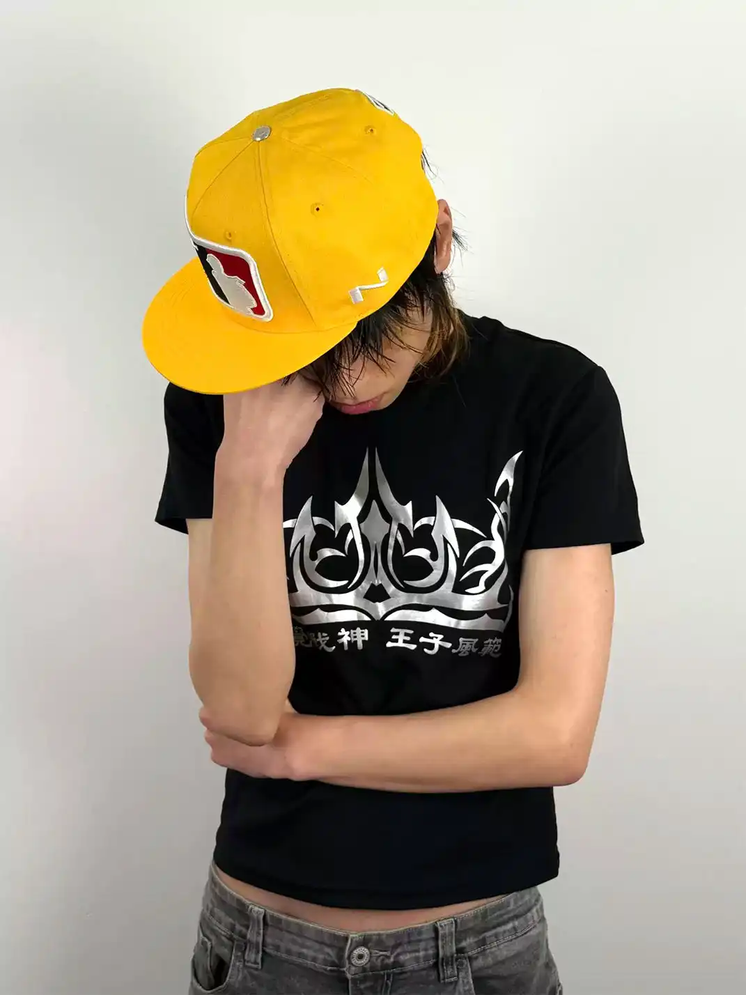 N1AGRAB | Baseball Pattern Embroidery Flat Brim Cap
