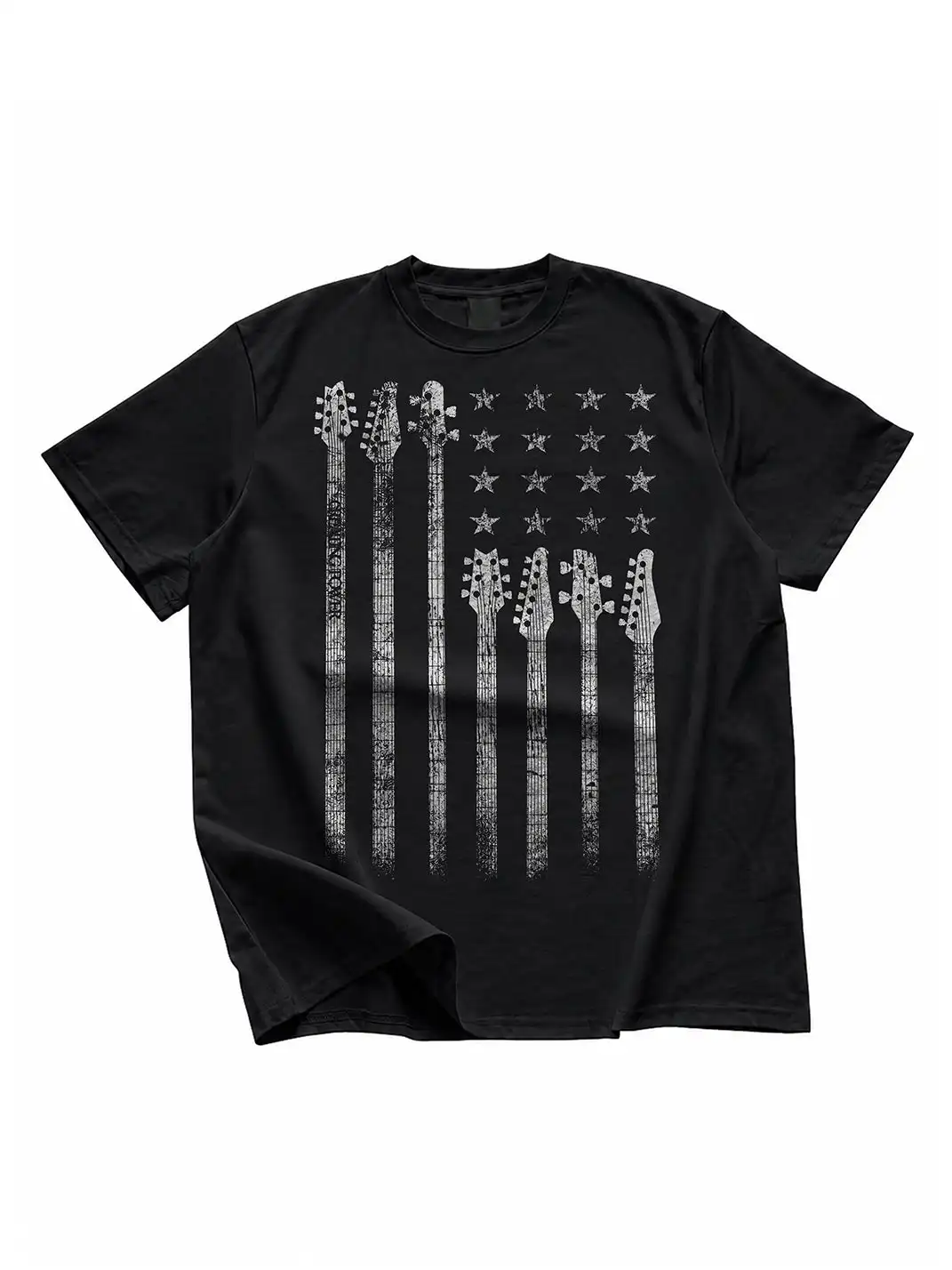 Creating power | Distressed American Flag Guitar Graphic T-Shirt