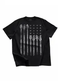 Creating power | Distressed American Flag Guitar Graphic T-Shirt