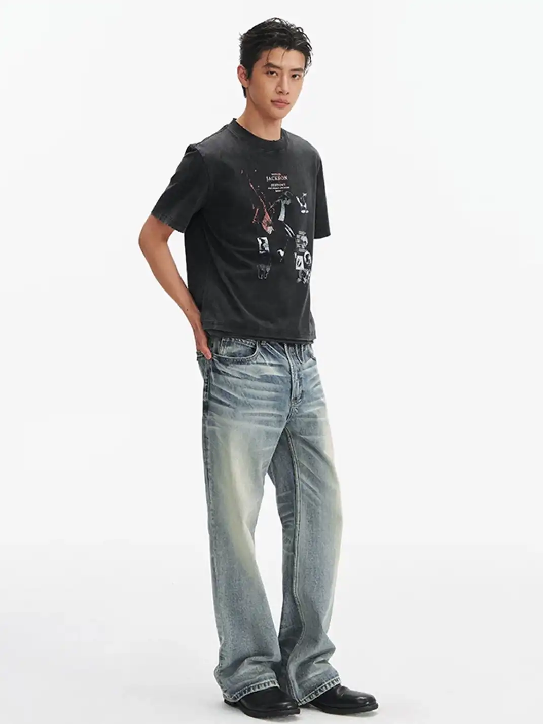 TAICHIISM |  Michael Jackson Portrait Distressed Print T-Shirt