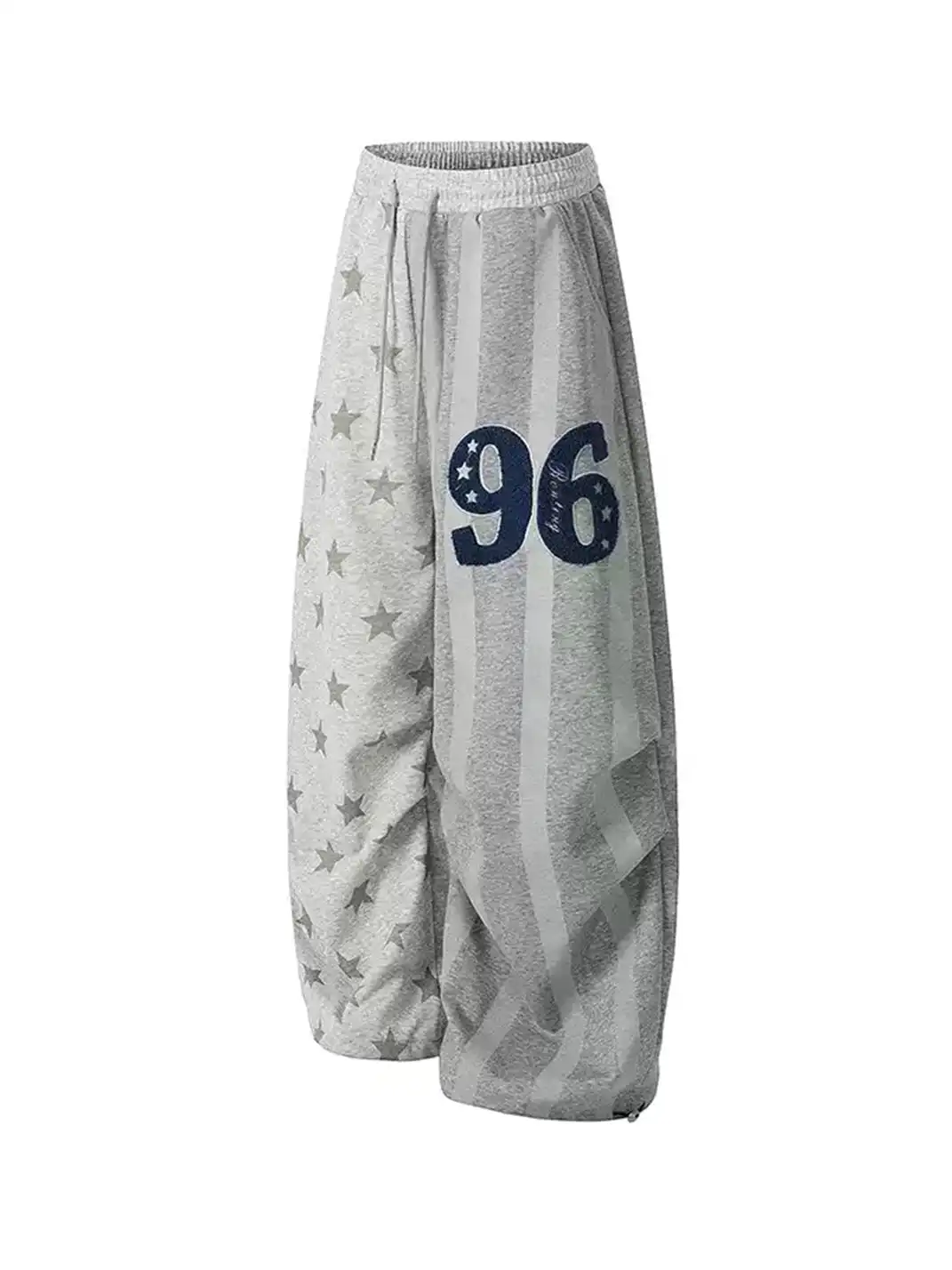 DARKAGE | Star Stripe Embroidery Curved Casual Pants