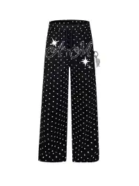 DARKAGE | All-over Star Polka Dot Print Drawstring Pendant Casual Pants