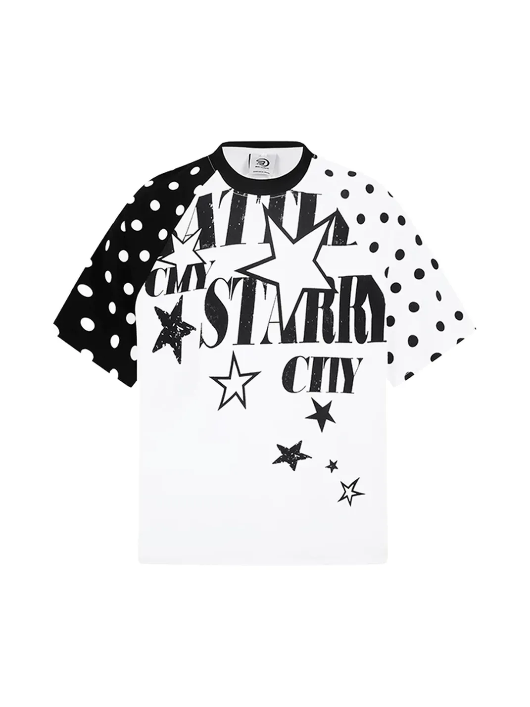 DARKAGE | Color Contrast Star Polka Dot Raglan Sleeve T-Shirt